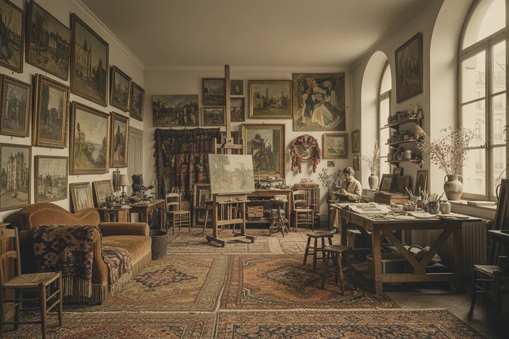 19-вековно парижко ателие в бохо стил с еклектични предмети и топли тонове
